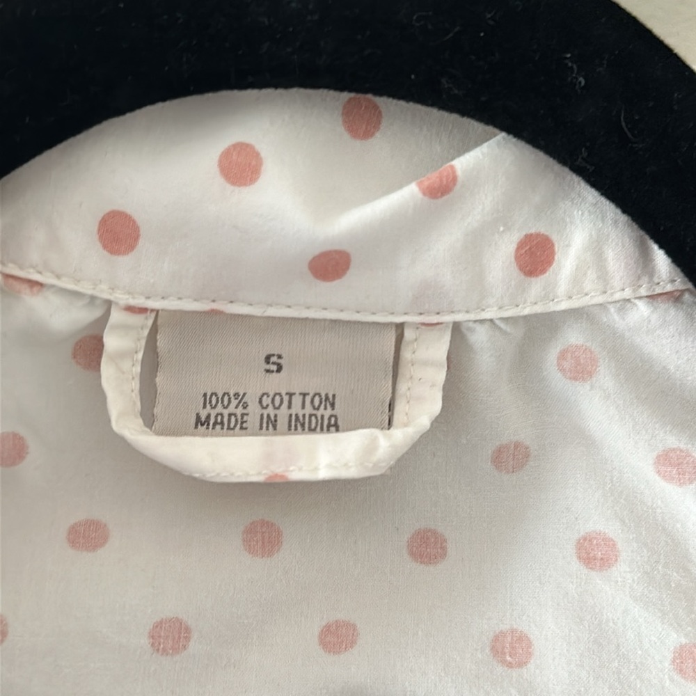 TAYLOR LINENS PINK & WHITE POLKA DOT RUFFLED COLLAR & TRIM NIGHT SHIRT SZ SMALL - Picture 6 of 9